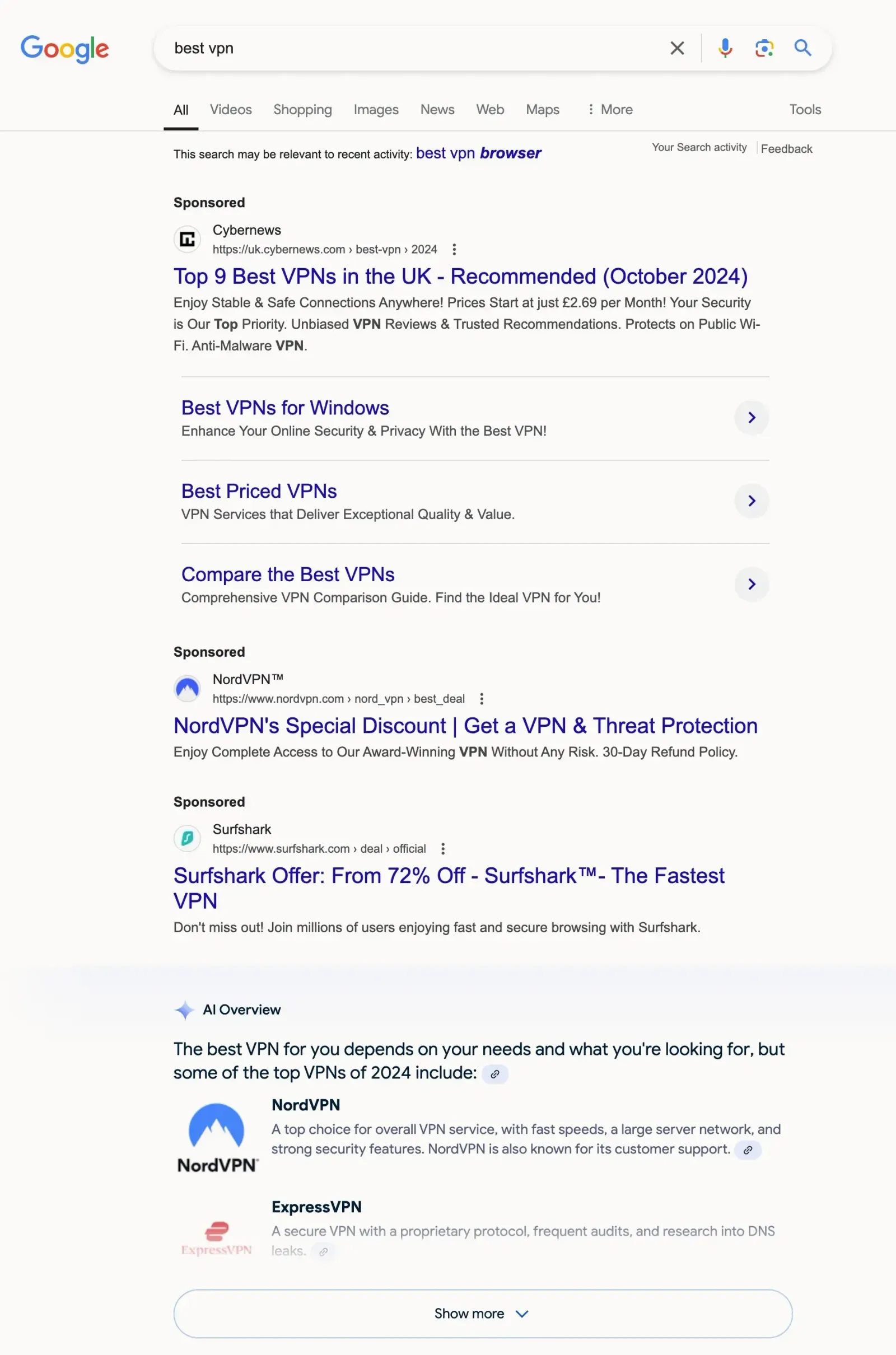 Sometimes ads are given priority when they differ from the AI's opinion.